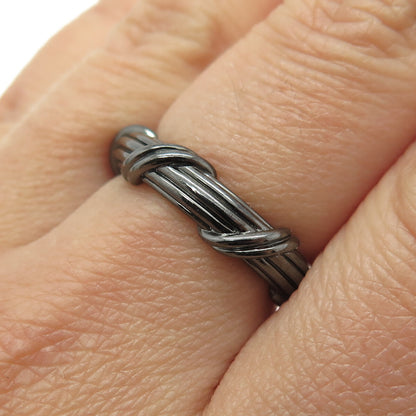 PETER THOMAS ROTH 925 Sterling Silver Black Rhodium Modernist Band Ring Size 7
