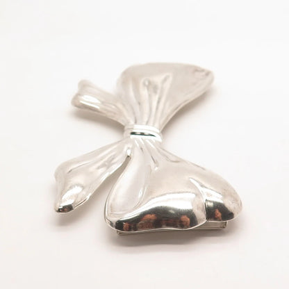 925 Sterling Silver Vintage Bow Large Pin Brooch