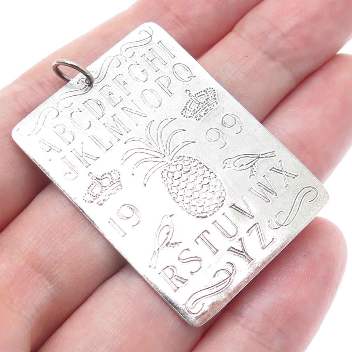 925 Sterling Silver Vintage 1999 Alphabet Large Pendant