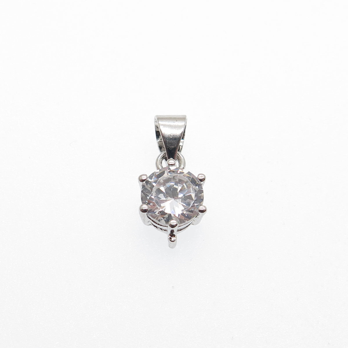 925 Sterling Silver Round-Cut C Z Minimalist Charm Pendant