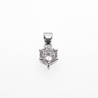 925 Sterling Silver Round-Cut C Z Minimalist Charm Pendant