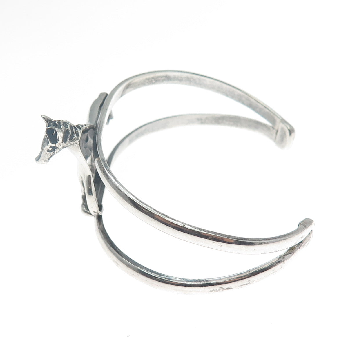 925 Sterling Silver Vintage Mexico Horse Adjustable Oxidized Bracelet 6.75"