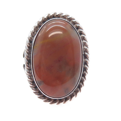 Old Pawn 925 Sterling Silver Vintage Southwestern Agate Tribal Ring Size 5