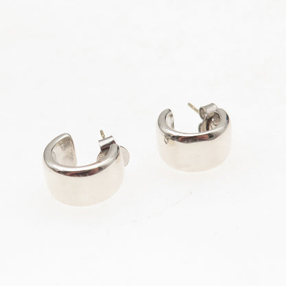 925 Sterling Silver 14K Gold Posts Vintage Hoop Earrings