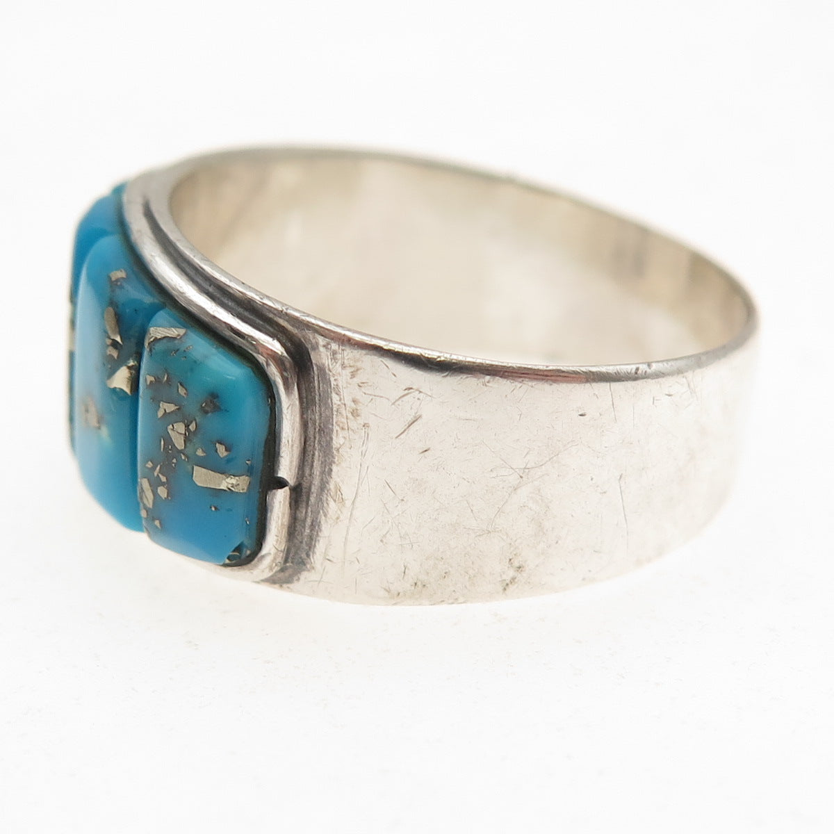 Harry Bert Navajo Old Pawn 925 Sterling Silver Vintage Turquoise Ring Size 11.75