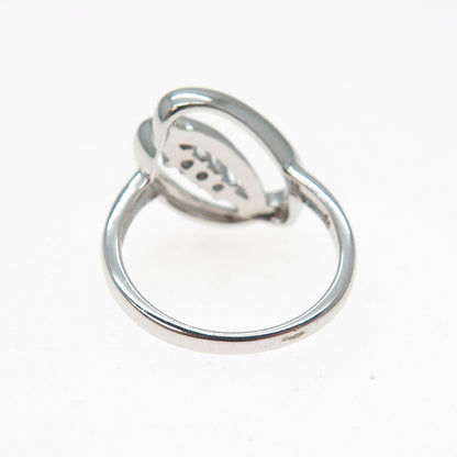 925 Sterling Silver Round-Cut C Z Interlocked Oval Circle Ring Size 7.5
