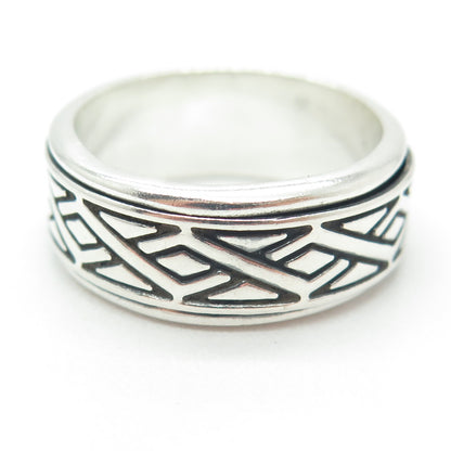 925 Sterling Silver Vintage Geometric Band Ring Size 13.25