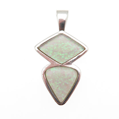 PB Paul Brackna 925 Sterling Silver Vintage Real Opal Modernist Charm Pendant
