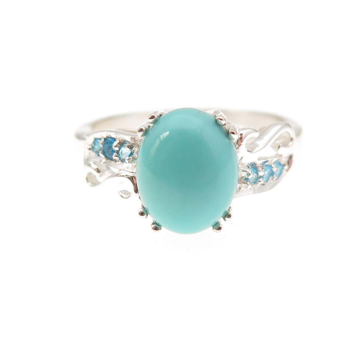 925 Sterling Silver Real Turquoise & Apatite Ring Size 8