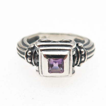Esti Frederica 925 Sterling Silver Vintage Real Amethyst Oxidized Ring Size 7