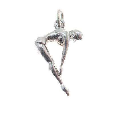 SPENCER 925 Sterling Silver Antique Art Deco Diver Minimalist 3D Charm Pendant