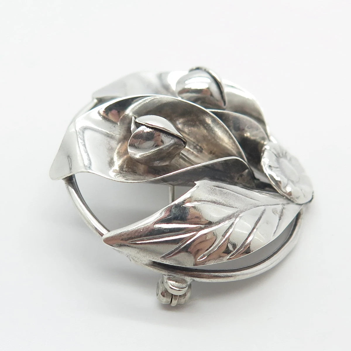 925 Sterling Silver Vintage Calla Lily Flower Handmade Pin Brooch
