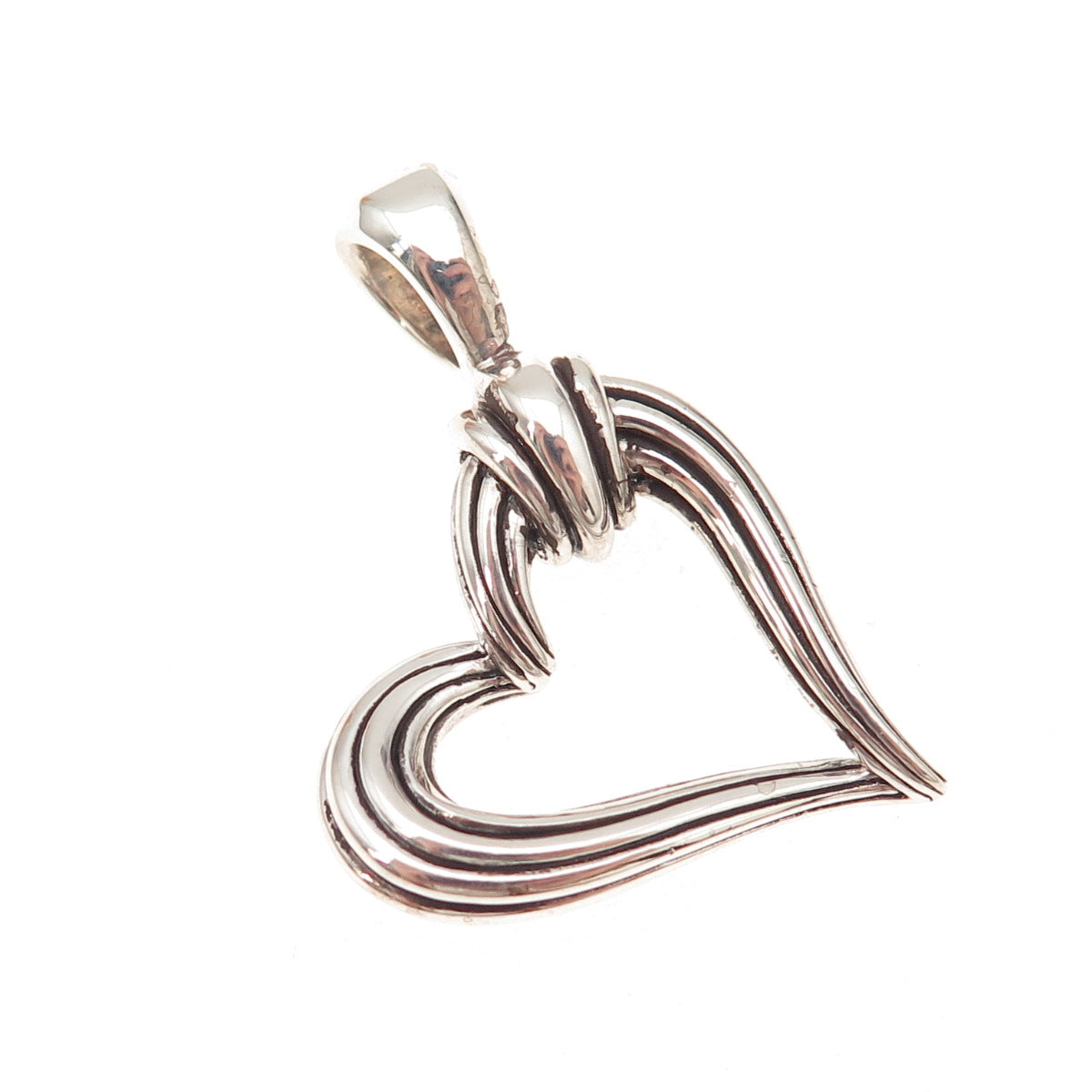 Lagos 925 Sterling Silver Vintage Heart Oxidized Charm Pendant