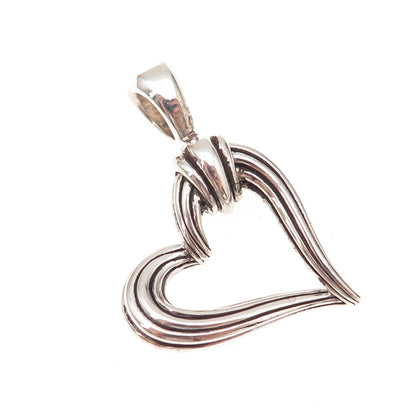Lagos 925 Sterling Silver Vintage Heart Oxidized Charm Pendant