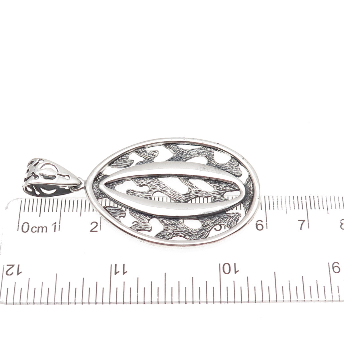 925 Sterling Silver Vintage Letter O Initial Modernist Oxidized Pendant