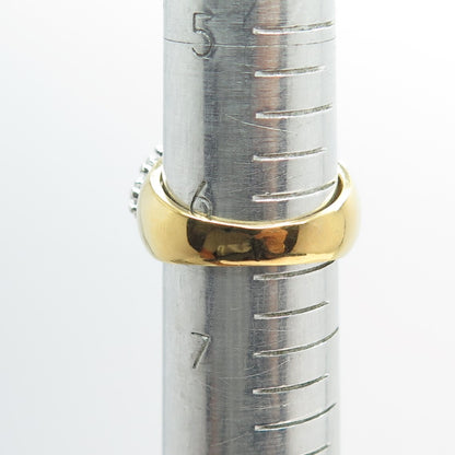 925 Sterling Silver Gold Plated Round-Cut C Z Ring Size 6.5