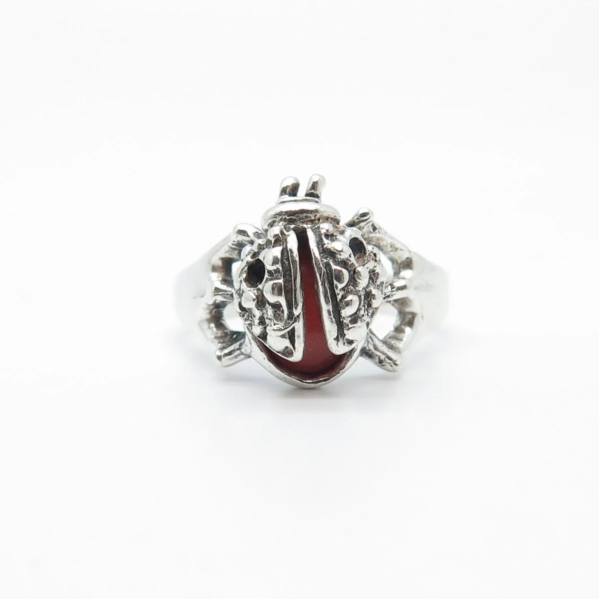 925 Sterling Silver Vintage Real Fiber Optic Cat's Eye Gem Ring Size 7.5