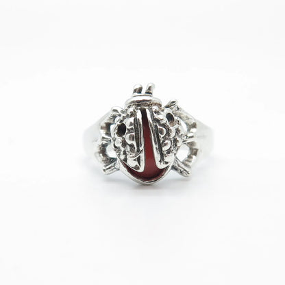925 Sterling Silver Vintage Real Fiber Optic Cat's Eye Gem Ring Size 7.5
