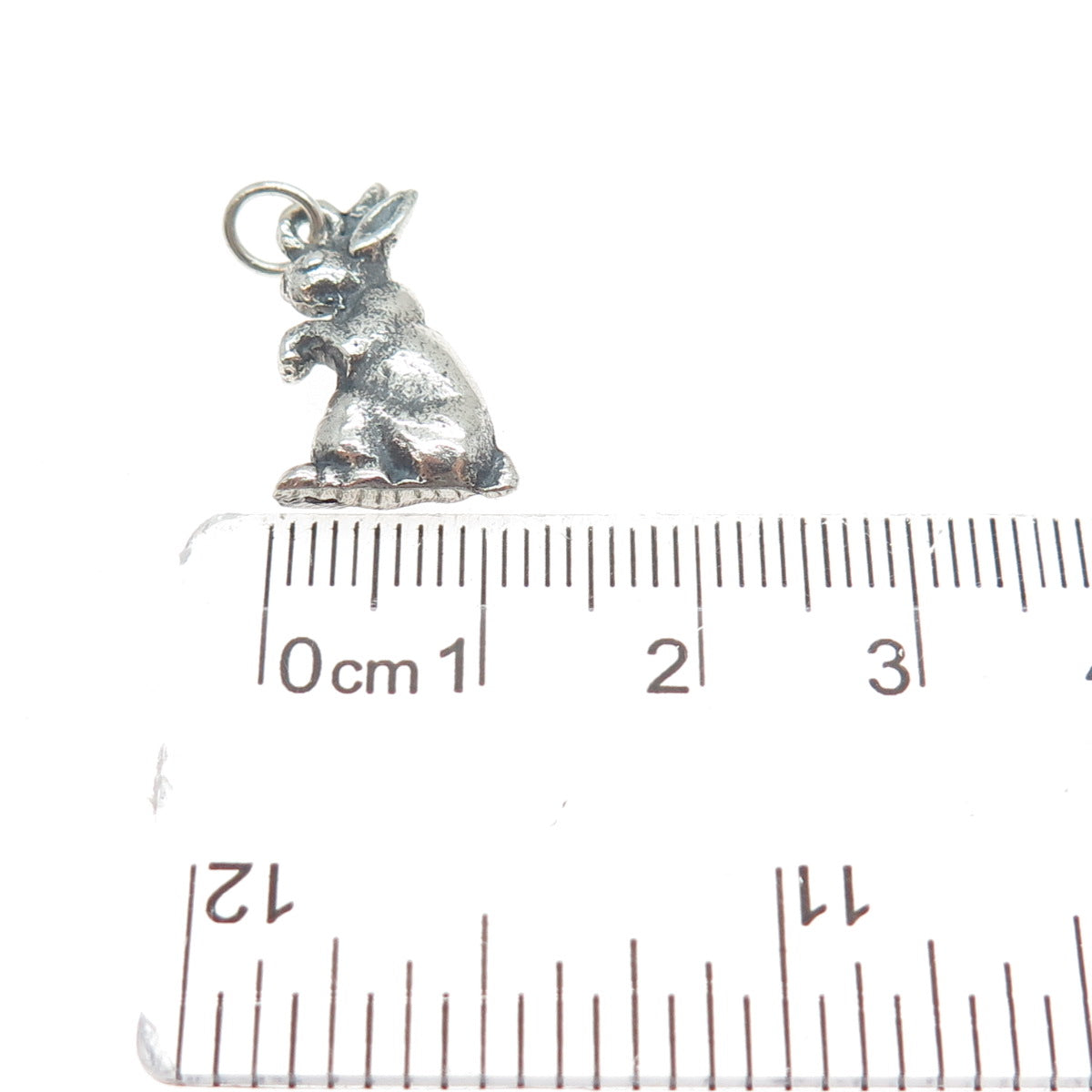 925 Sterling Silver Vintage Easter Bunny Oxidized Minimalist Charm Pendant