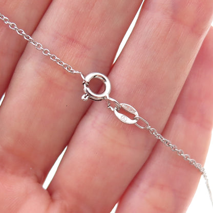925 Sterling Silver Real Black & White Diamond Heart Cable Chain Necklace 18"