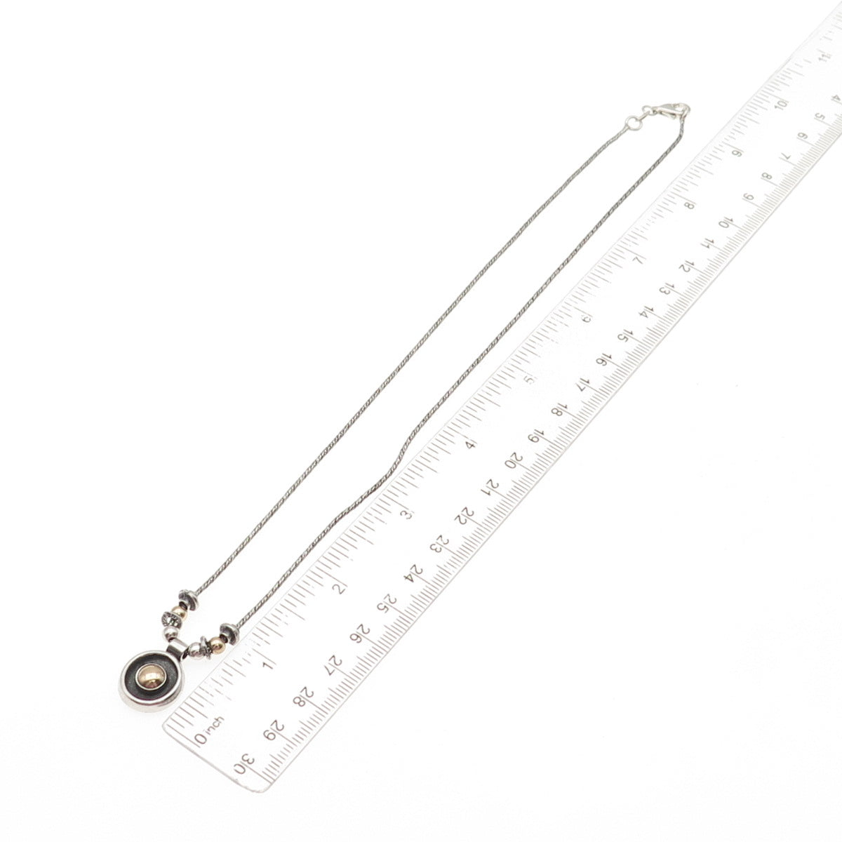 925 Sterling Silver 14K Rose Gold Vintage Modernist Chain Necklace 18"