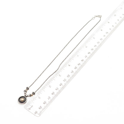 925 Sterling Silver 14K Rose Gold Vintage Modernist Chain Necklace 18"