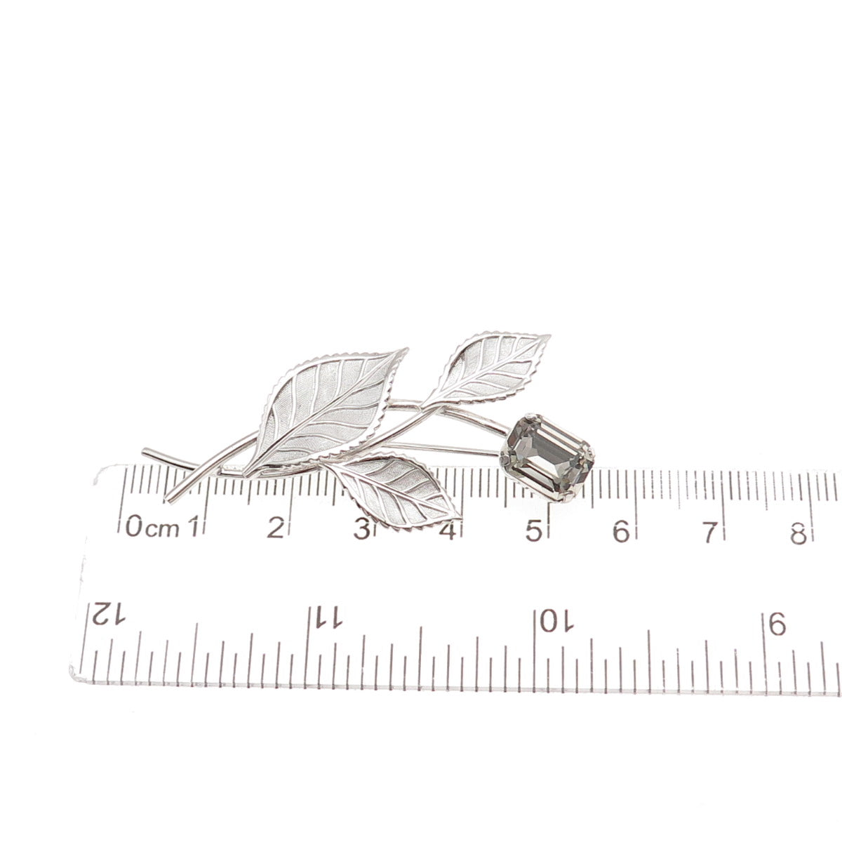 Van Dell 925 Sterling Silver Vintage Rhinestone Floral Pin Brooch