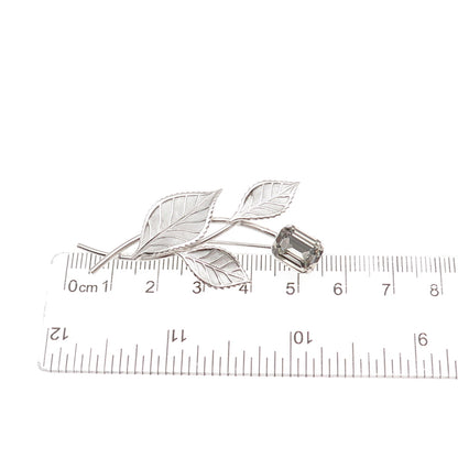 Van Dell 925 Sterling Silver Vintage Rhinestone Floral Pin Brooch