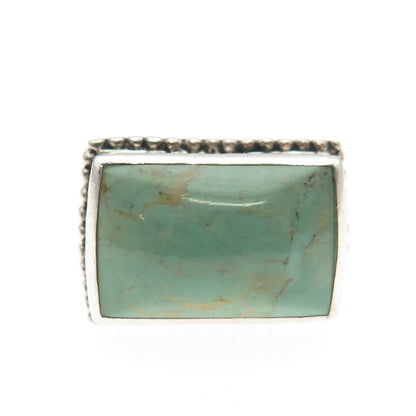 Sidney Evan 925 Sterling Silver Vintage Real Turquoise Oxidized Ring Size 8