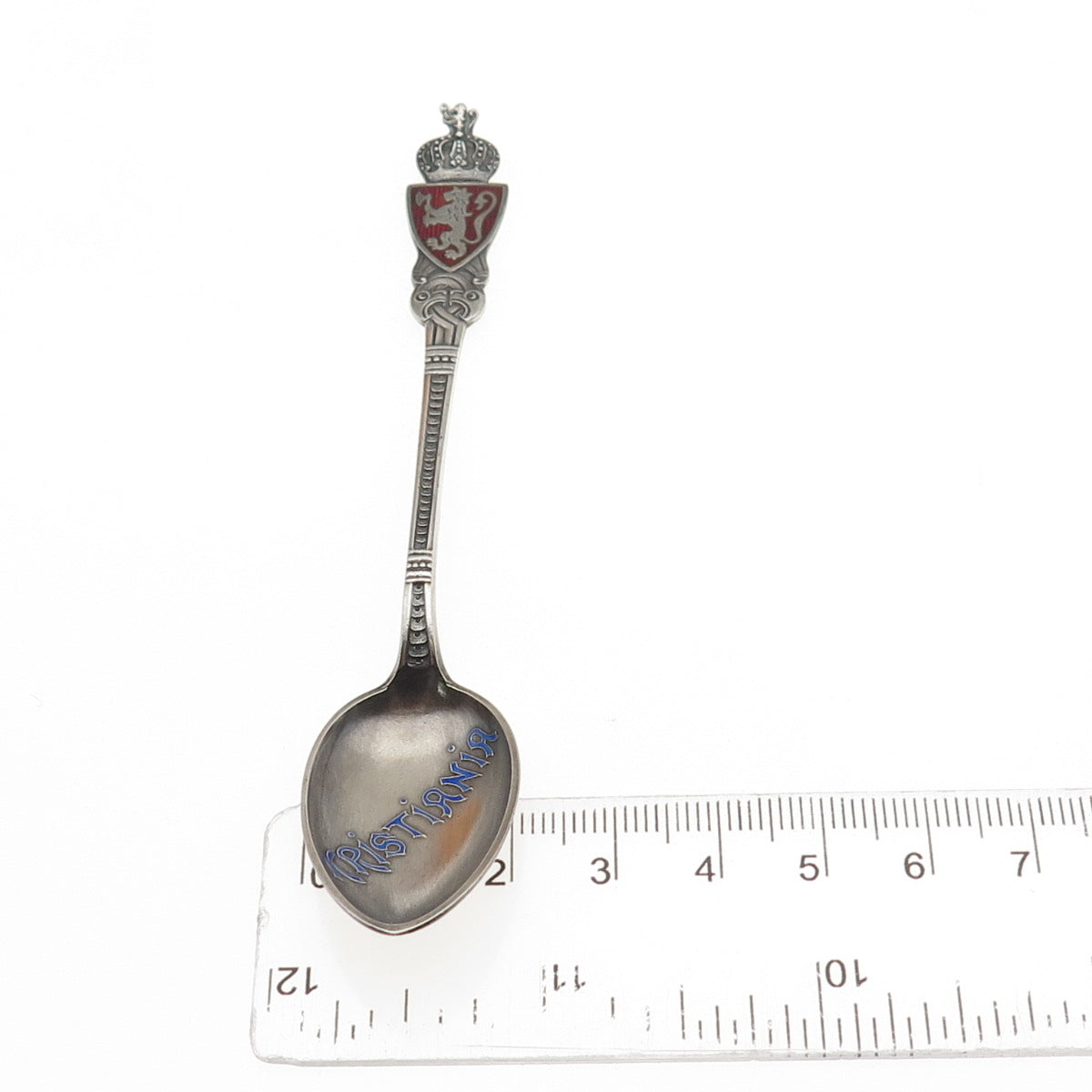 Th Marthinse Sterling Silver Antique Norway Enamel Kristiania Oslo Coffee Spoon