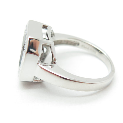 925 Sterling Silver Real Cushion-Cut Smoky Quartz Ring Size 7