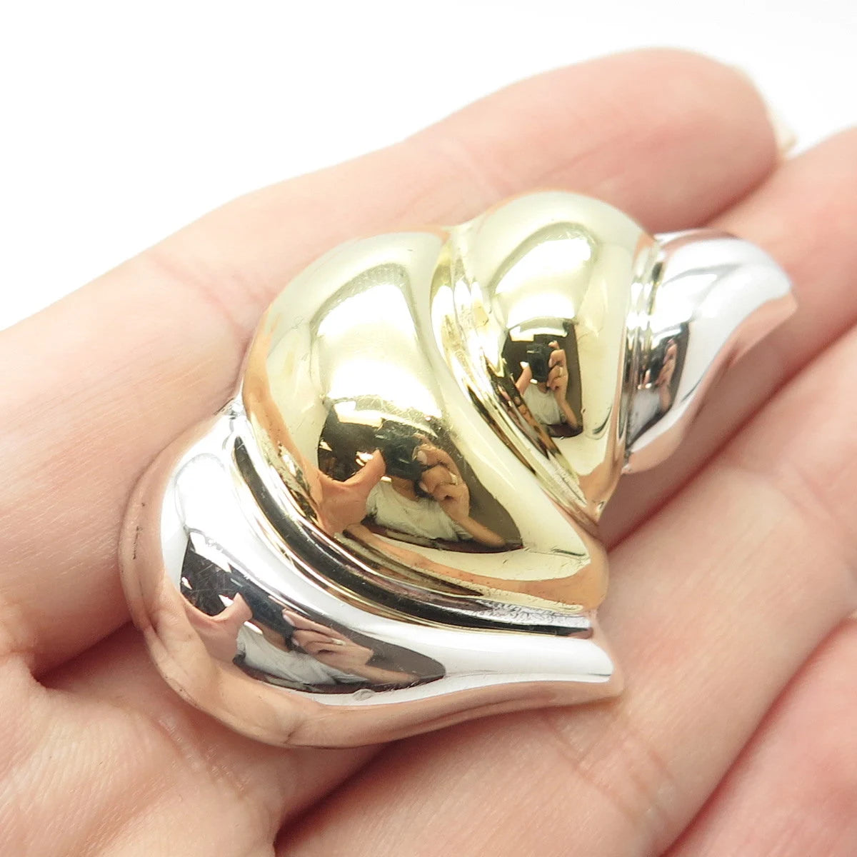 925 Sterling Silver 2-Tone Vintage Mexico Ribbed Pin Brooch