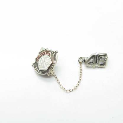 925 Sterling Silver Antique Retro 1946 "Junior High School" Double Pin Brooch