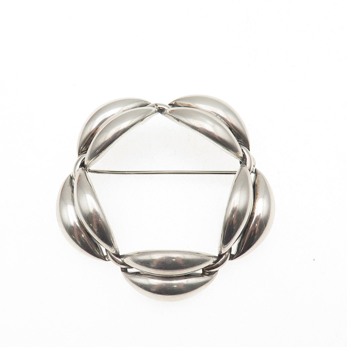Danecraft 925 Sterling Silver Vintage Modernist Circle Oxidized Pin Brooch