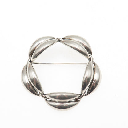 Danecraft 925 Sterling Silver Vintage Modernist Circle Oxidized Pin Brooch