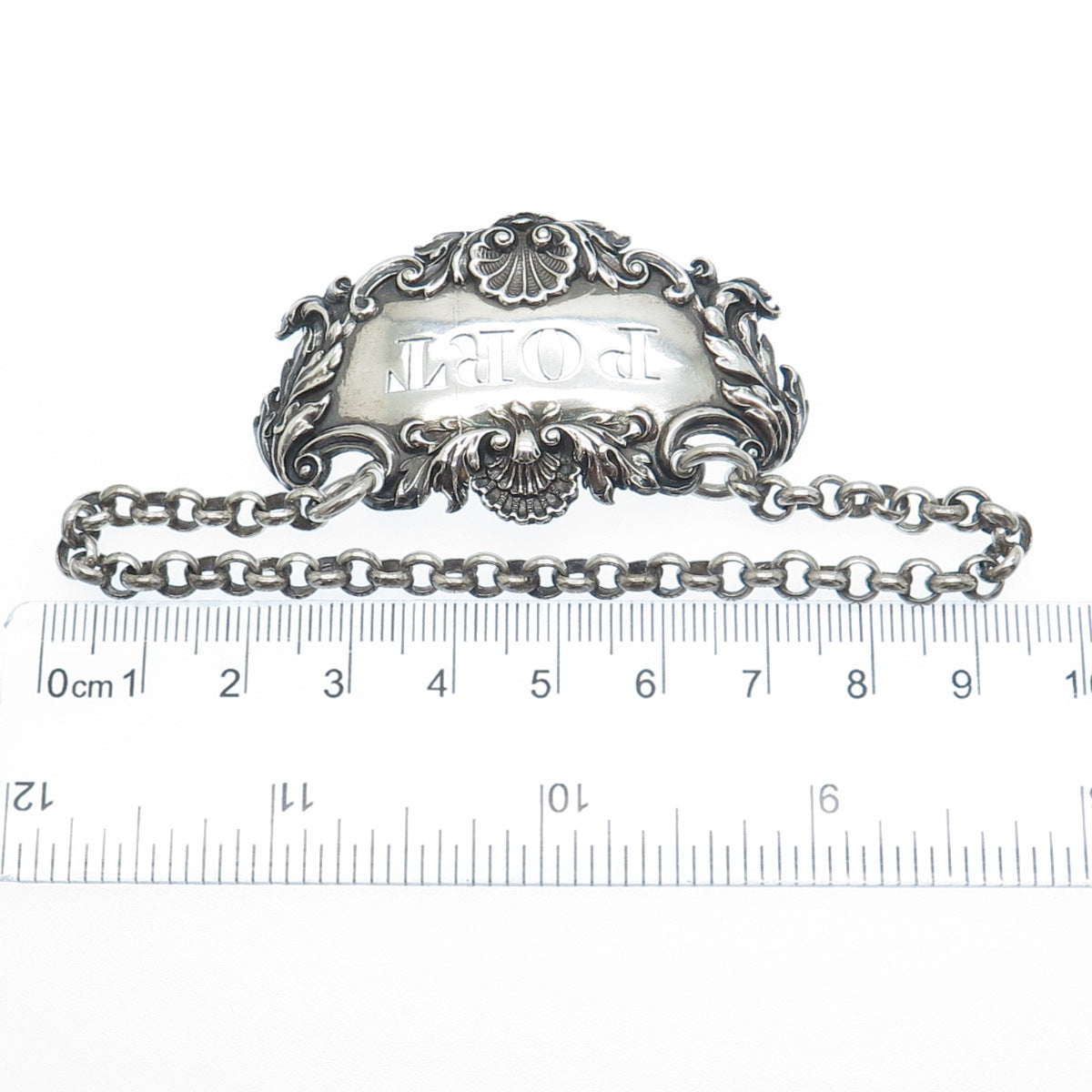 CHARLES REILY & GEORGE 925 Sterling Silver Antique 1829 London Port Bottle Tag