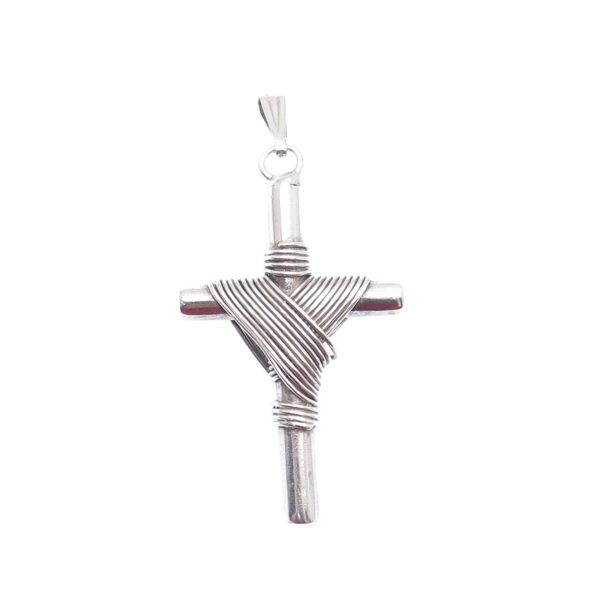 925 Sterling Silver Vintage Roped Cross Religious Pendant