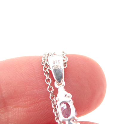 Chuck Clemency 925 Sterling Silver Real Tanzanite Bar Cable Chain Necklace 18"