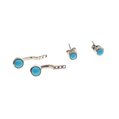 D'Joy 925 Sterling Silver Real Sleeping Beauty Turquoise Stud / Jacket Earrings