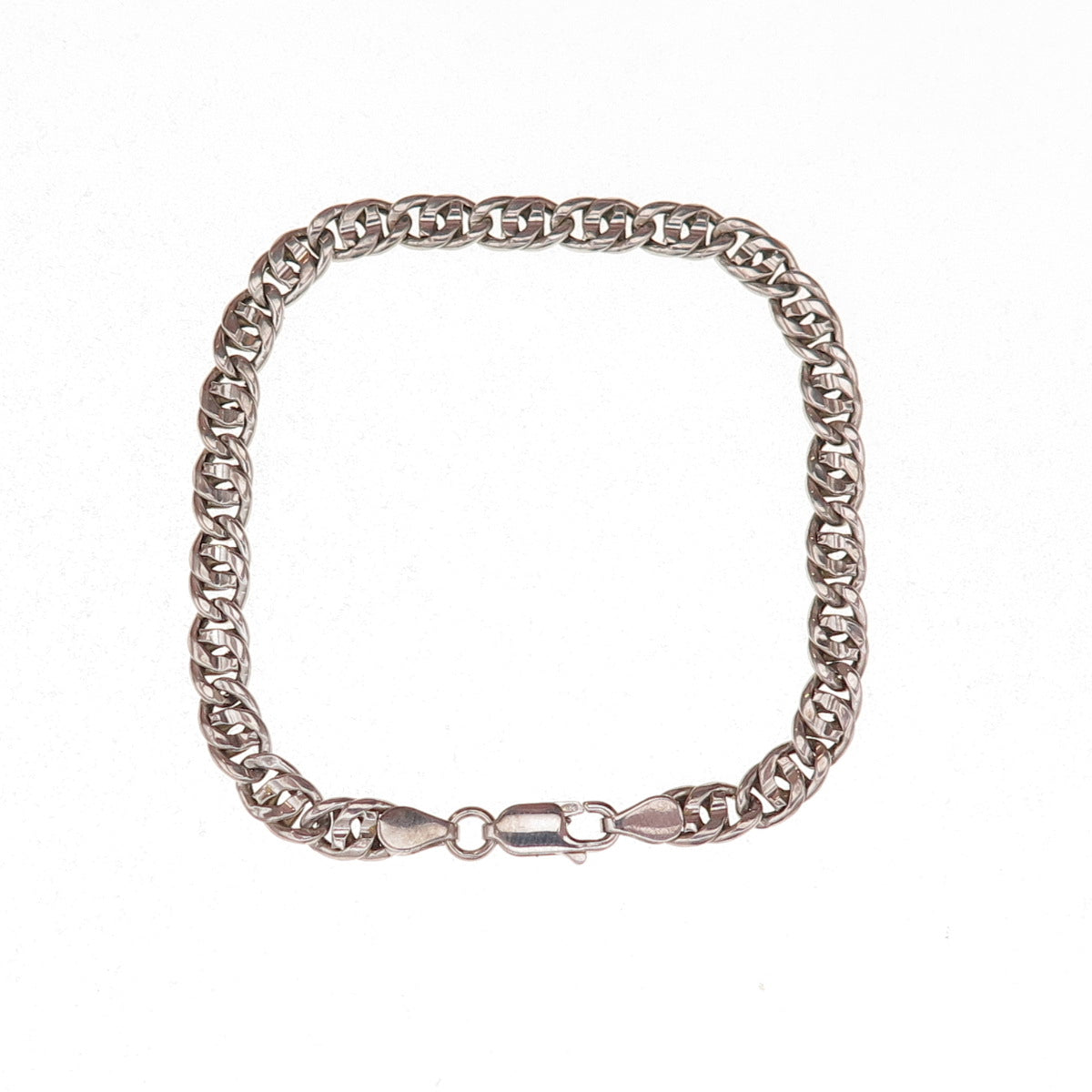 925 Sterling Silver Vintage Italy Double Cuban Link Bracelet 7.5"