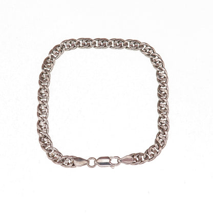925 Sterling Silver Vintage Italy Double Cuban Link Bracelet 7.5"