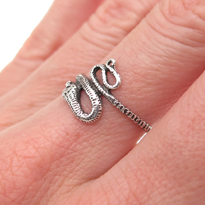 925 Sterling Silver Vintage Snake Oxidized Ring Size 7