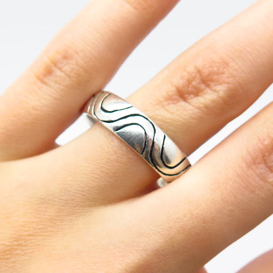 925 Sterling Silver Vintage Ornate Band Ring Size 12.25