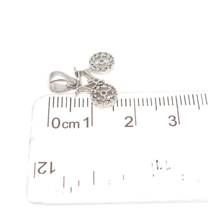 925 Sterling Silver Round-Cut C Z Bicycle Mini Charm Pendant