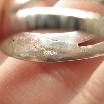 925 Sterling Silver Vintage Real Shell Modernist Ring Size 6.75