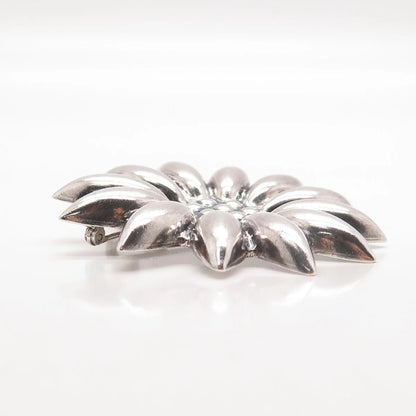925 Sterling Silver Vintage Mexico MWS Floral Pin Brooch / Pendant