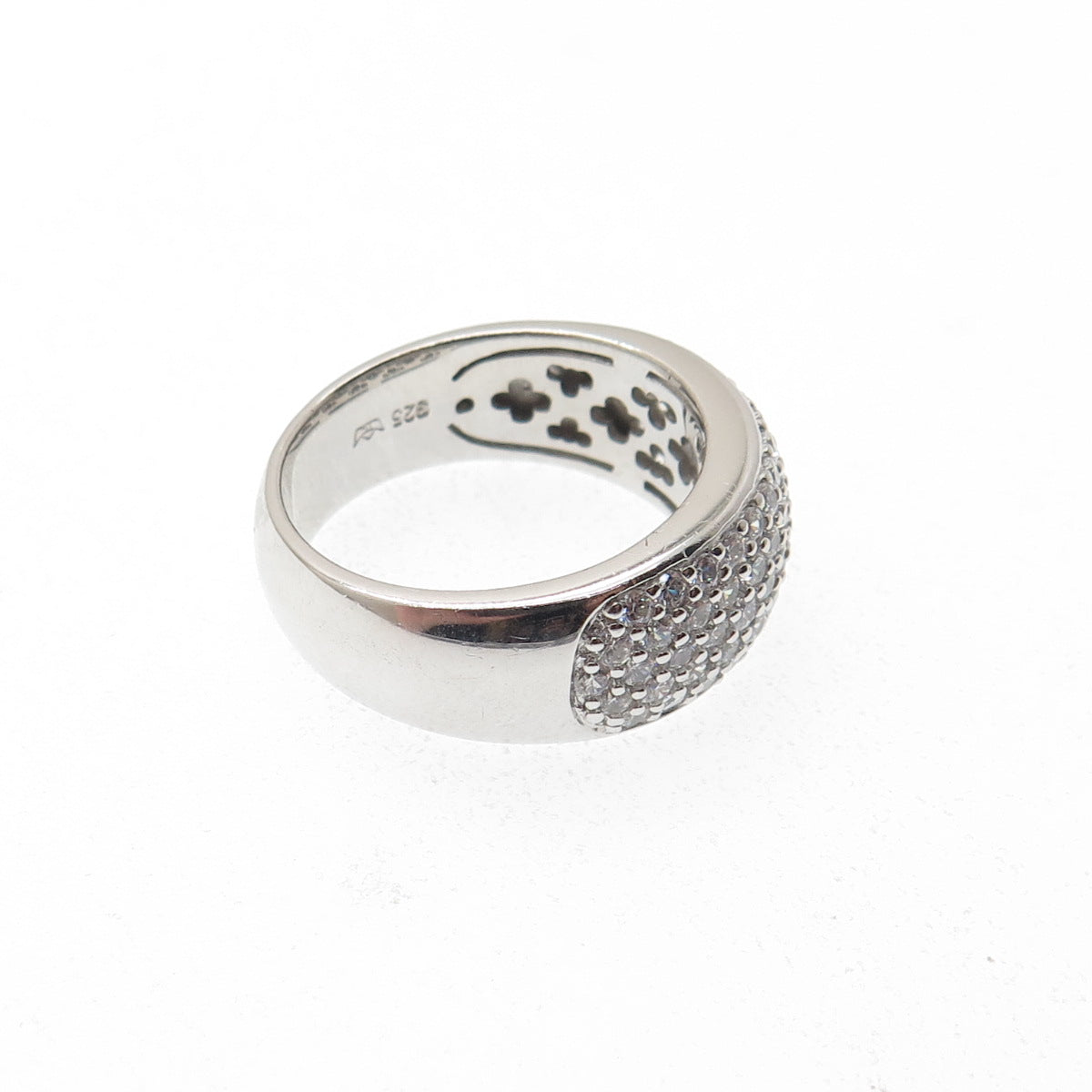925 Sterling Silver Round-Cut C Z Sparkle Ring Size 6.75