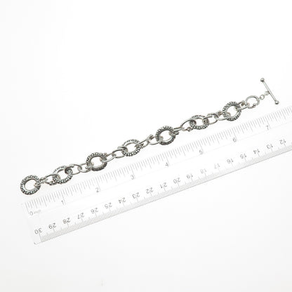 925 Sterling Silver Vintage Modernist Dotted Cable Link Bracelet 6.5"