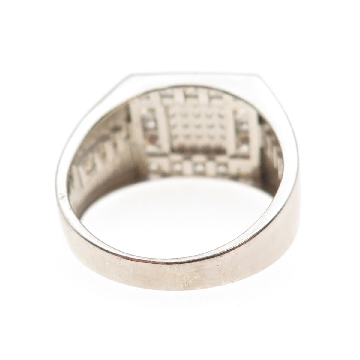925 Sterling Silver 2-Tone Vintage Round & Princess-Cut C Z Ring Size 11