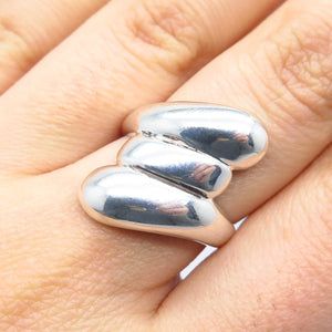 925 Sterling Silver Vintage Ribbed Ring Size 7.25